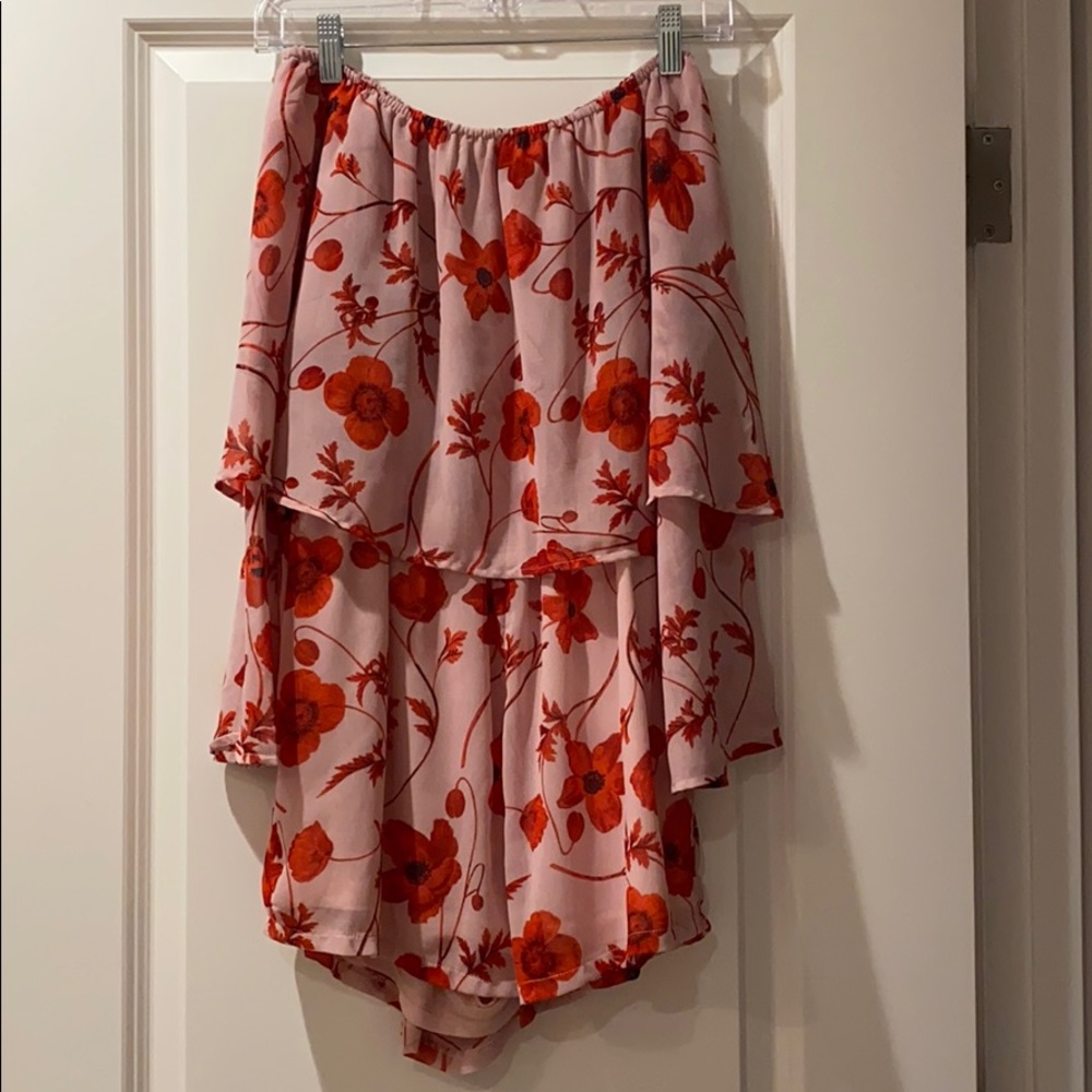 bloomingdales floral off the shoulder romper